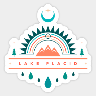 lake placid boho rainbow moon Sticker